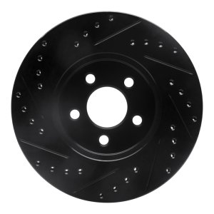 Chrysler CIRRUS Brake Rotor (1) - Front Right - R1 Concepts - Drilled & Slotted - Black - `95-`06